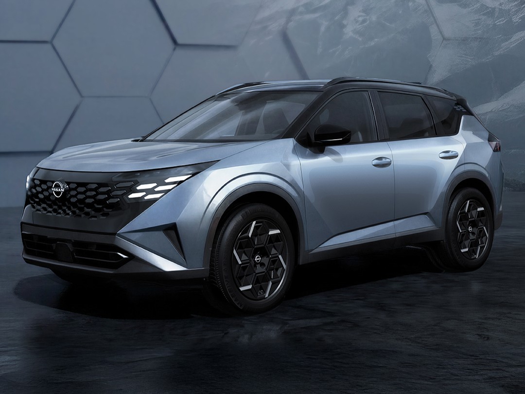 2027 Nissan Rogue Hybrid e-POWER in silver, front three-quarter view, available at Nissan of Cool Springs in Franklin, TN