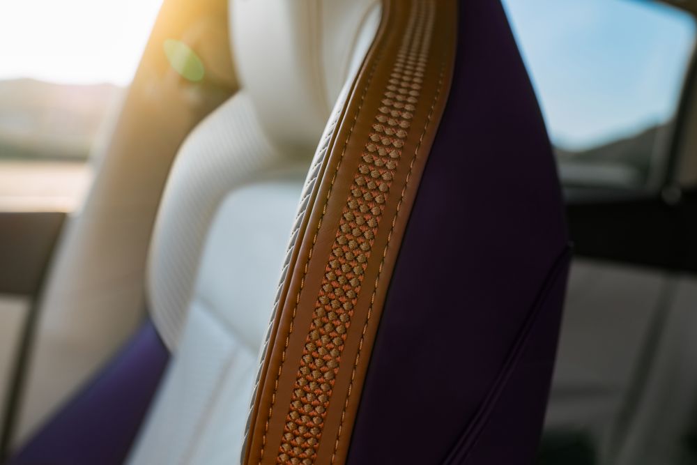 Detailed stitching on a seat inside the Aston Martin DBX GT