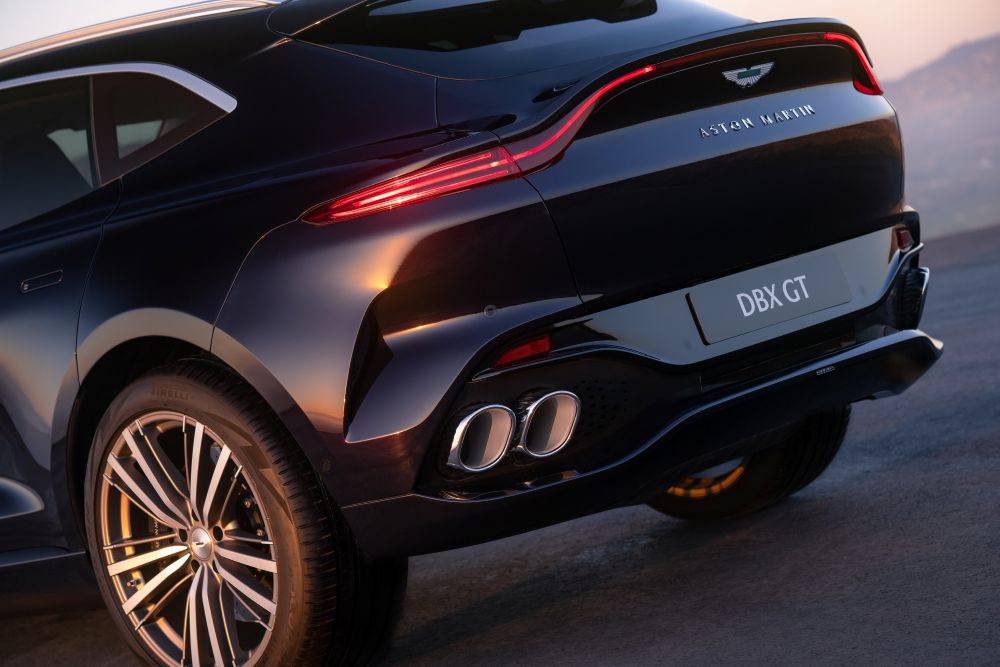 Rear exhaust finishers of the Aston Martin DBX GT