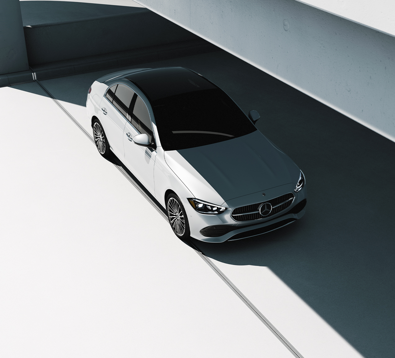 2026 Mercedes-Benz C-Class Sedan, futuristic luxury design, sleek exterior, advanced LED lighting, premium compact executive car.