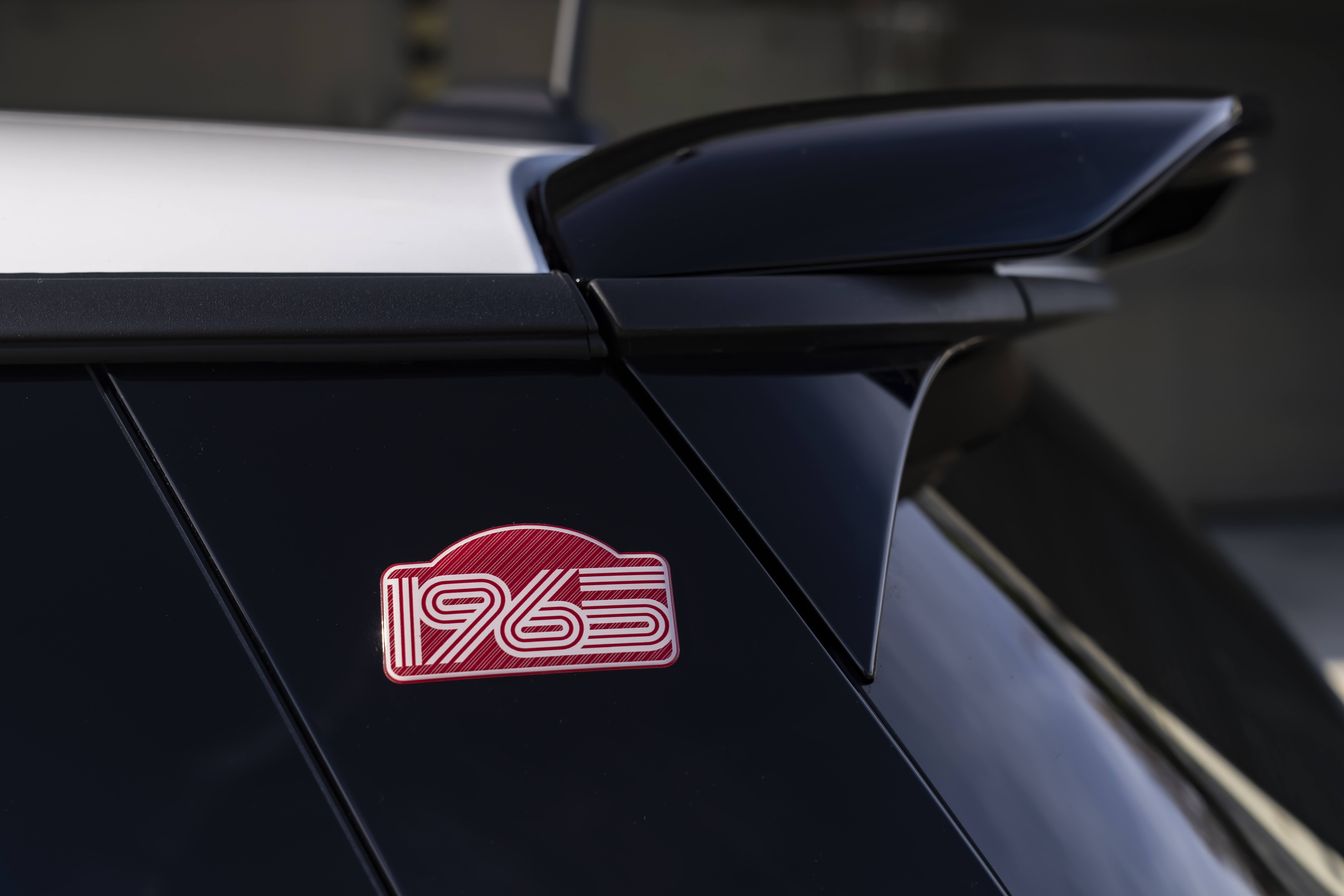 Exclusive 1965 rally number sticker on the C-pillar of the MINI Victory Edition