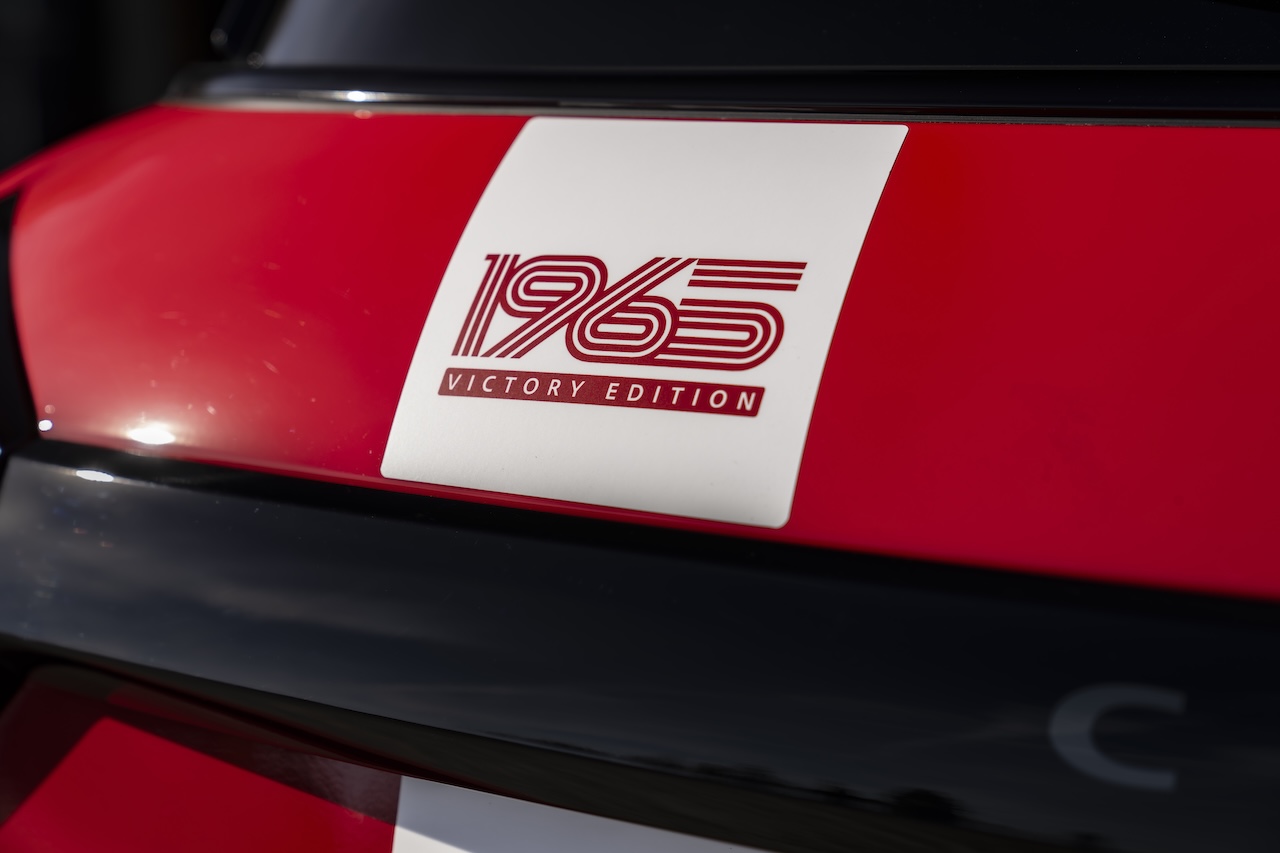 1965 Victory Edition badge on the boot lid of the MINI JCW special edition