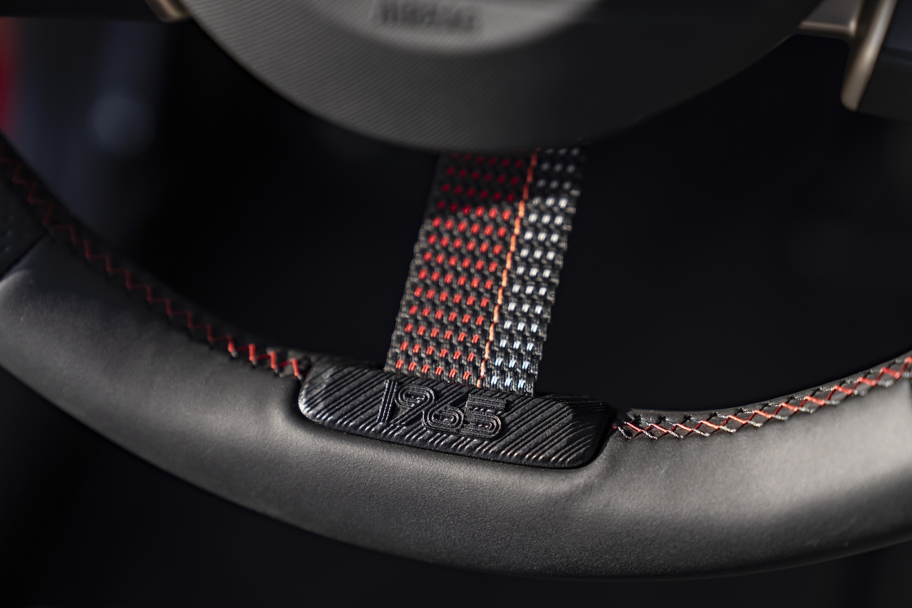 John Cooper Works steering wheel with rally-inspired 1965 Victory Edition center badge
