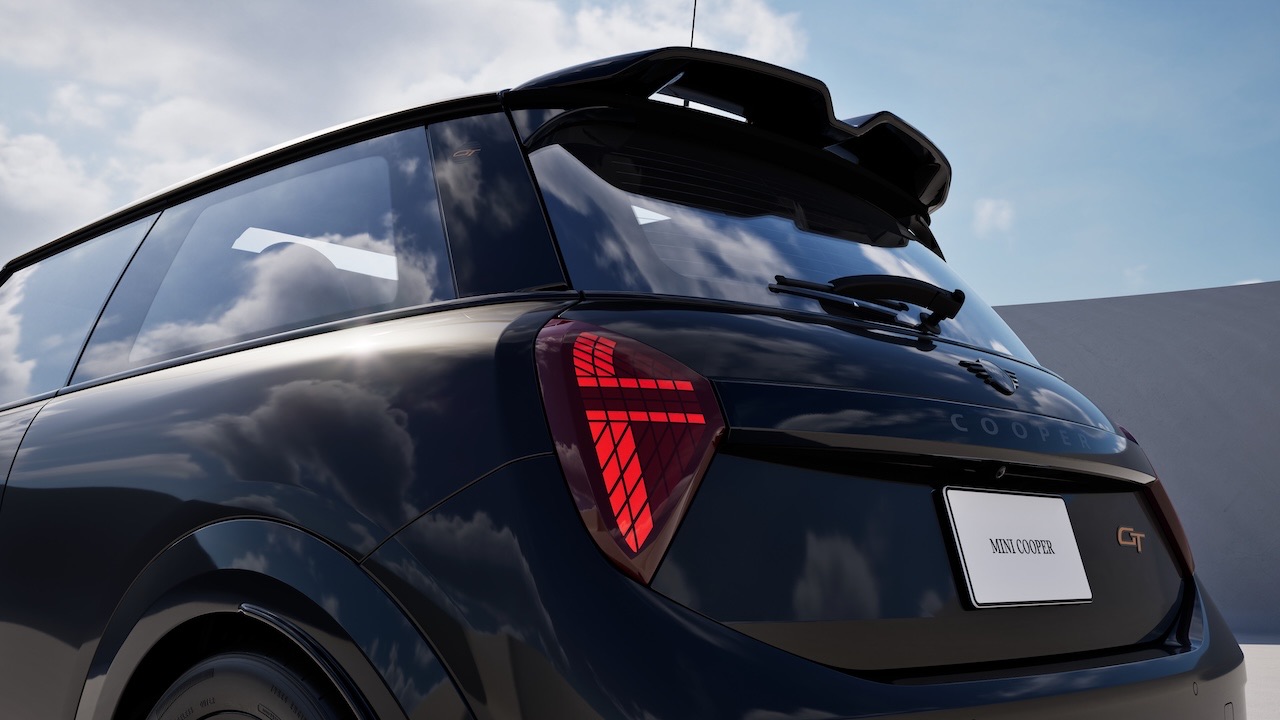 Rear spoiler and taillight detail on the MINI 1998 GT Edition