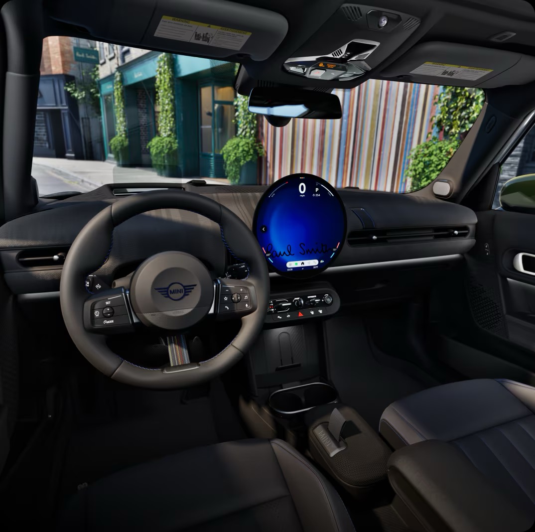 MINI Paul Smith Edition Sport Steering Wheel and two-tone knit dashboard with Paul Smith signature stripe accent