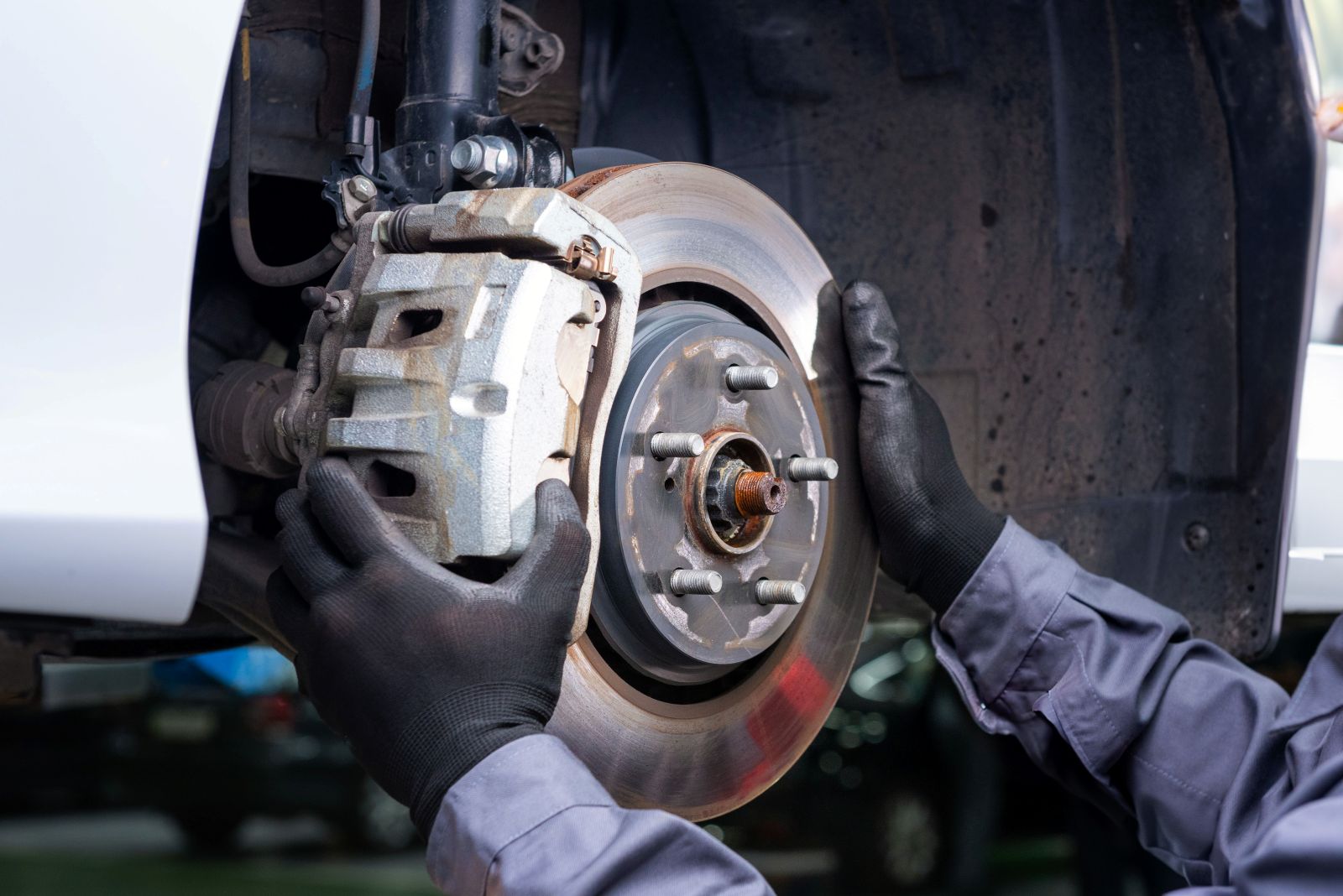 Nissan brake service and rotor inspection at Naples Nissan